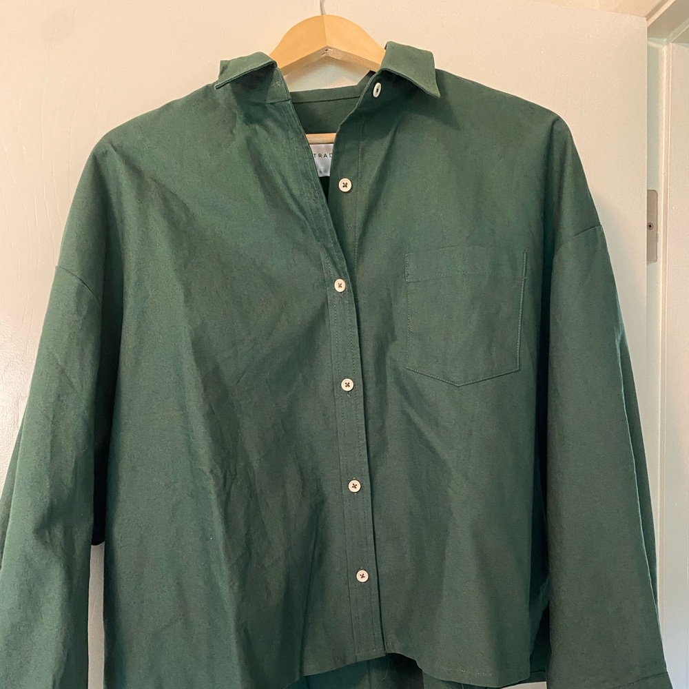 Tradlands Boxy Button Down Green M